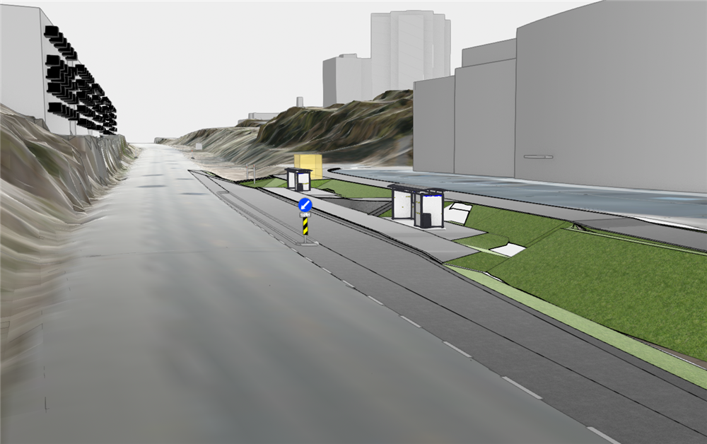 Illustrasjonene er hentet fra Statens vegvesen sine modeller, og viser plassering og løsning.  - Klikk for stort bilete