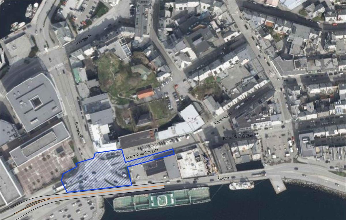 kartutsnitt over Ålesund sentrum - Klikk for stort bilete