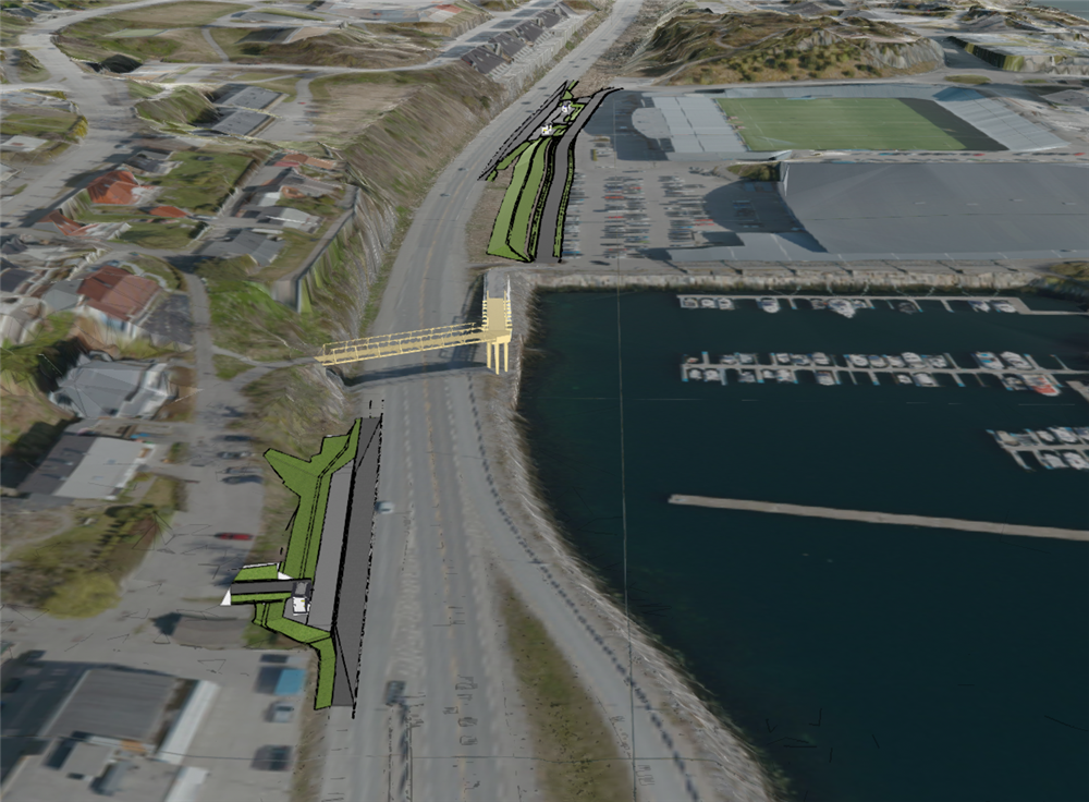 Illustrasjonene er hentet fra Statens vegvesen sine modeller, og viser plassering og løsning.  - Klikk for stort bilete