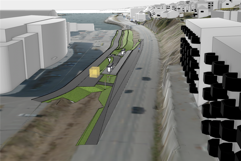 Illustrasjonene er hentet fra Statens vegvesen sine modeller, og viser plassering og løsning.  - Klikk for stort bilete